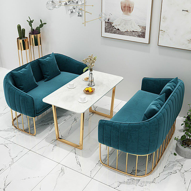 Scandinavian Solid Color Velvet Sofa 25.59" Wide Sloped Arm Sofa