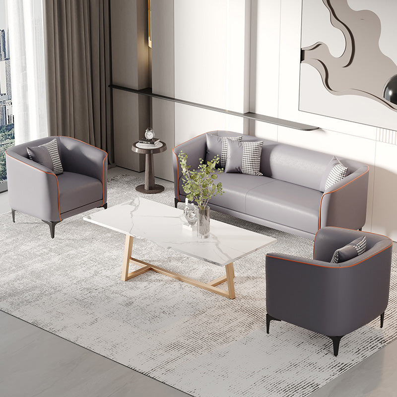 24.8" Wide Faux Leather Sofa Tuxedo Arm Sofa for Living Room