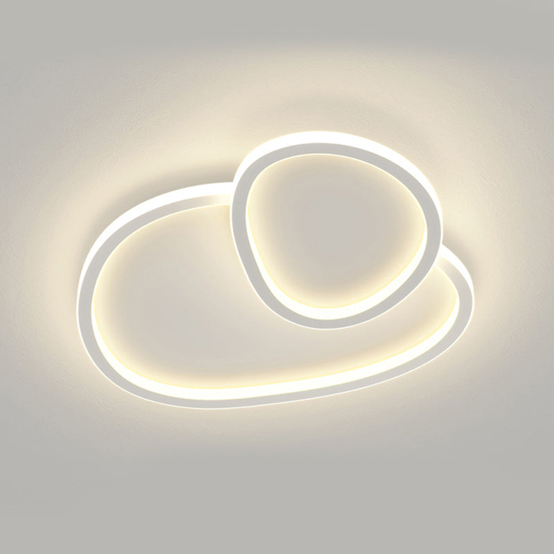 Geometric White Flush Mount Fixture Contemporary Metal Flush Light for Living Room