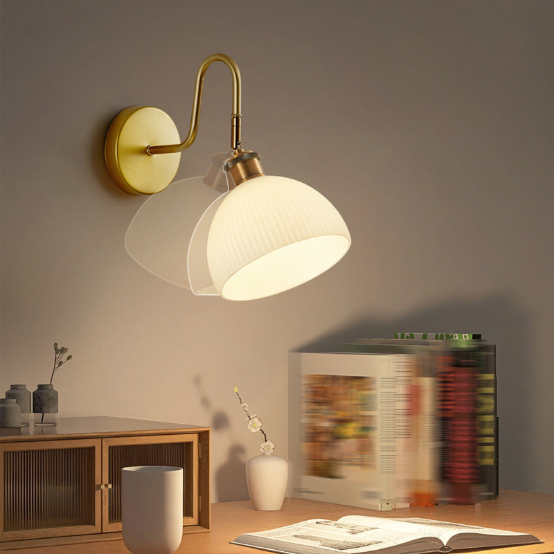 Dome Shape Glass Vanity Lamp Modern Style 1 Light Vanity Light Fixture in Gold