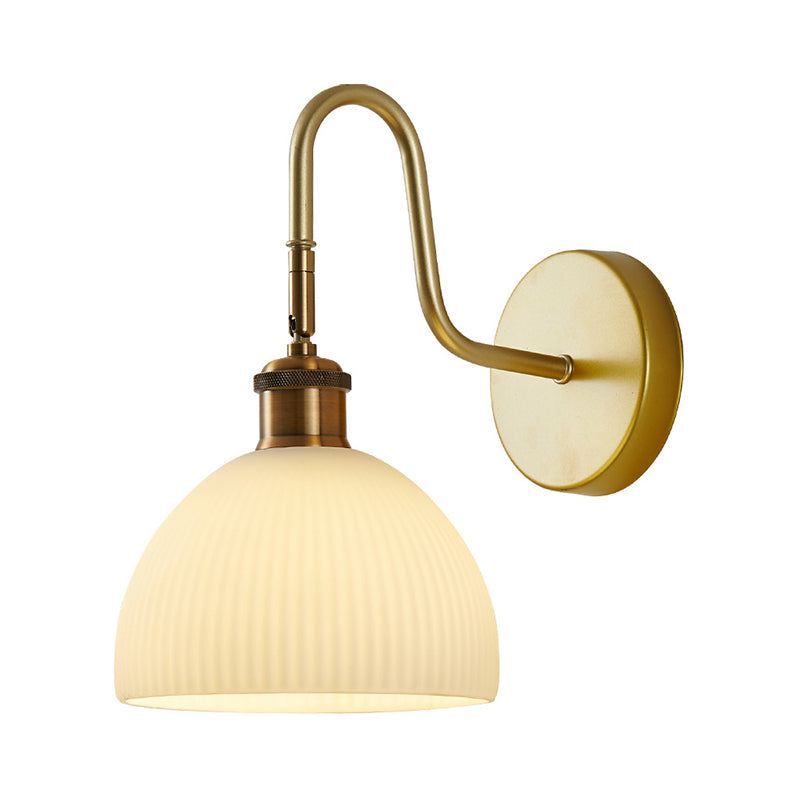 Dome Shape Glass Vanity Lamp Modern Style 1 Light Vanity Light Fixture in Gold