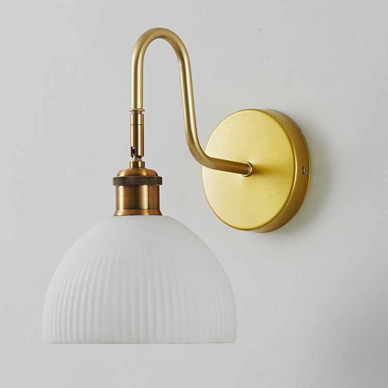 Dome Shape Glass Vanity Lamp Modern Style 1 Light Vanity Light Fixture in Gold