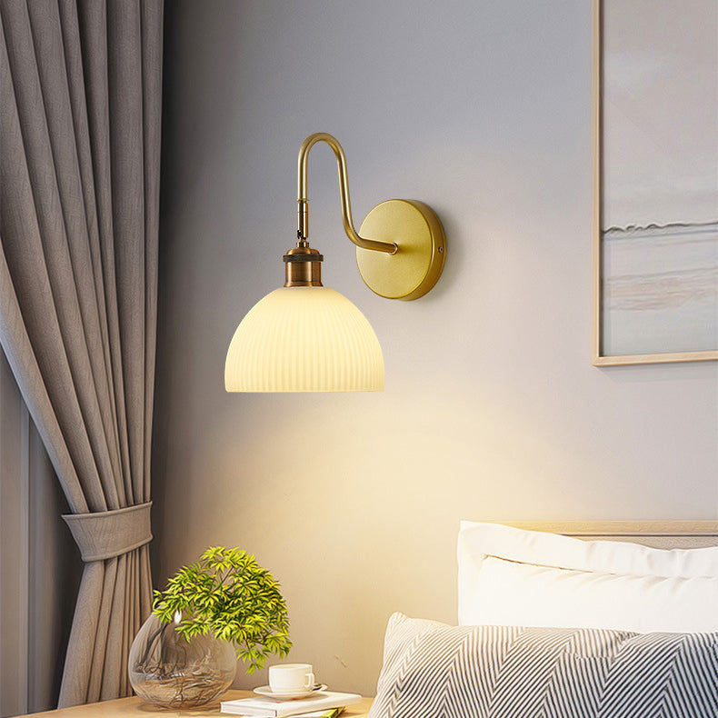 Dome Shape Glass Vanity Lamp Modern Style 1 Light Vanity Light Fixture in Gold