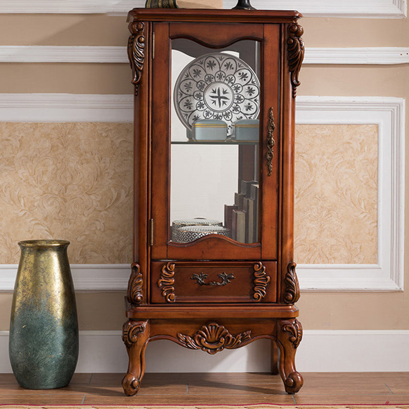 Traditional Glass Doors Curio Cabinet Birch Storage Cabinet for Home