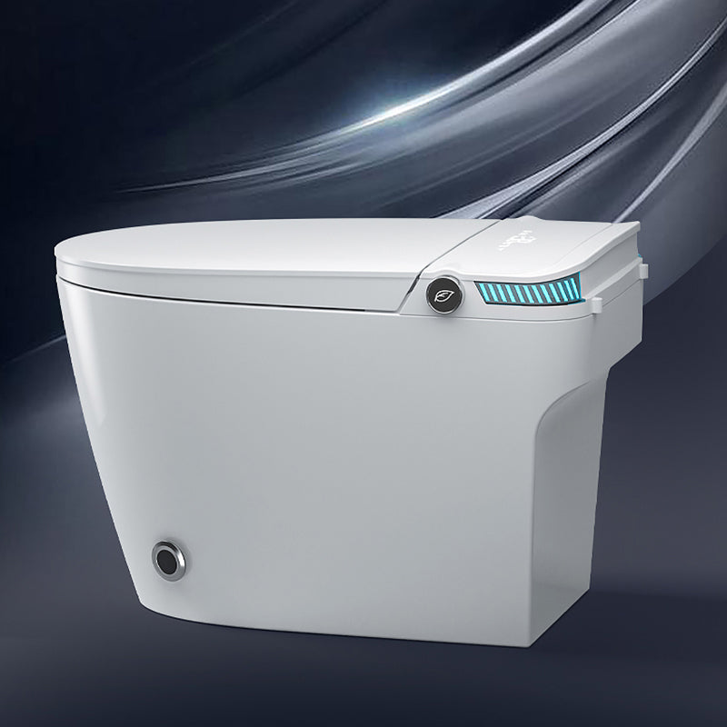 Contemporary Ceramic Flush Toilet Heated Seat Included Toilet Bowl for Washroom