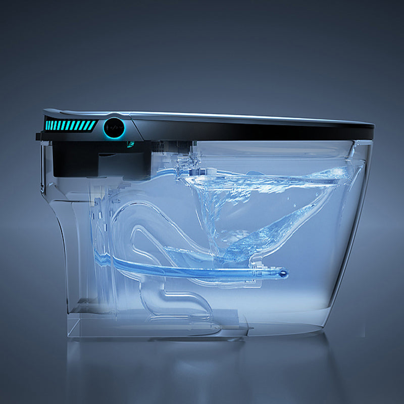 Contemporary Ceramic Flush Toilet Heated Seat Included Toilet Bowl for Washroom