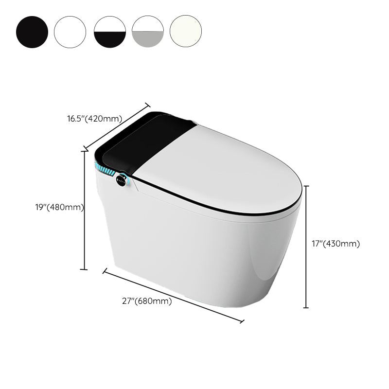 Contemporary Ceramic Flush Toilet Heated Seat Included Toilet Bowl for Washroom