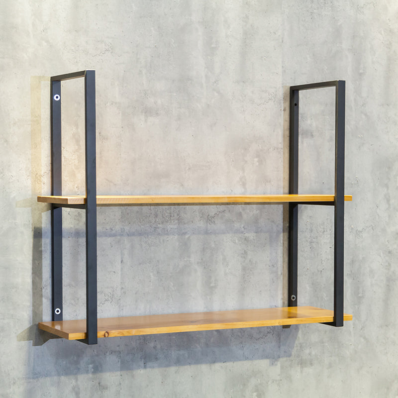 Contemporary Wooden Bookshelf Closed Back Floating Natural Bookcase