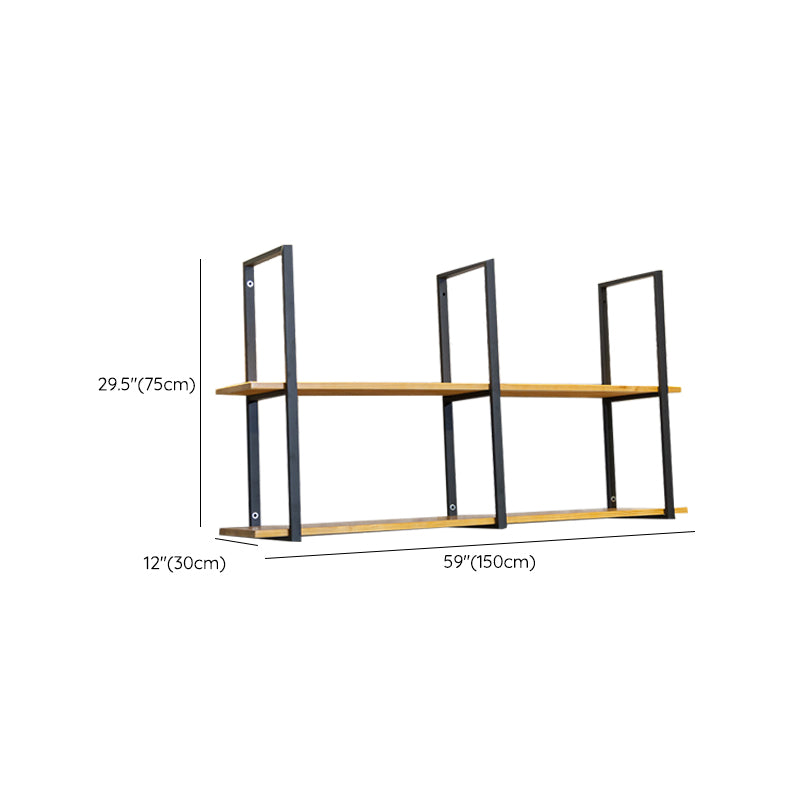 Contemporary Wooden Bookshelf Closed Back Floating Natural Bookcase