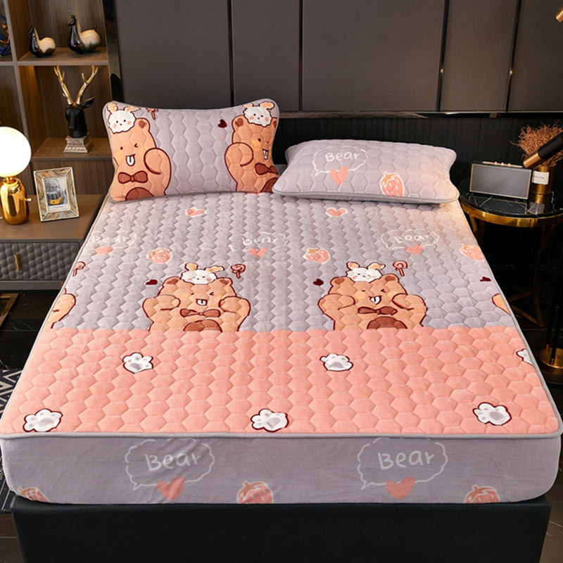 Modern Bed Sheet Set Elegant Print Flannel Fitted Sheet for Bedroom