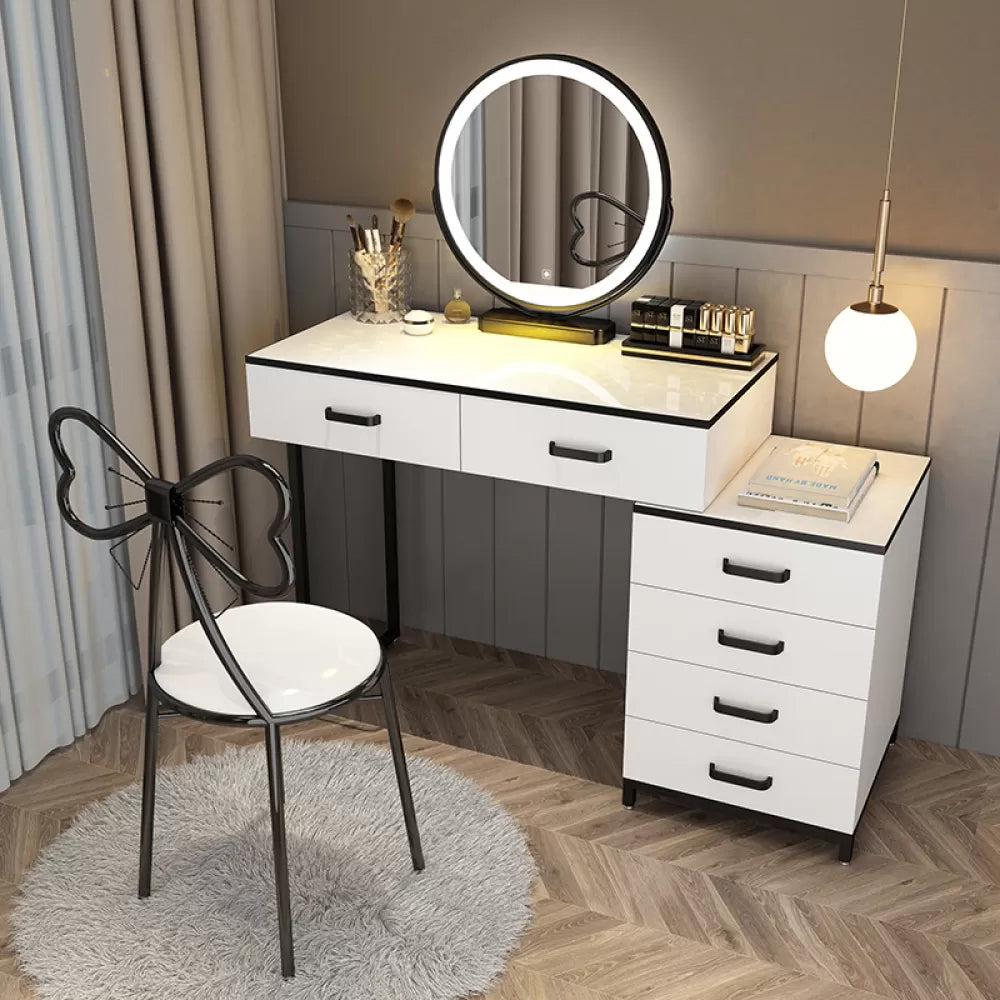 Modern Dressing Table Bedroom Stone Lighted Mirror Make-up Vanity