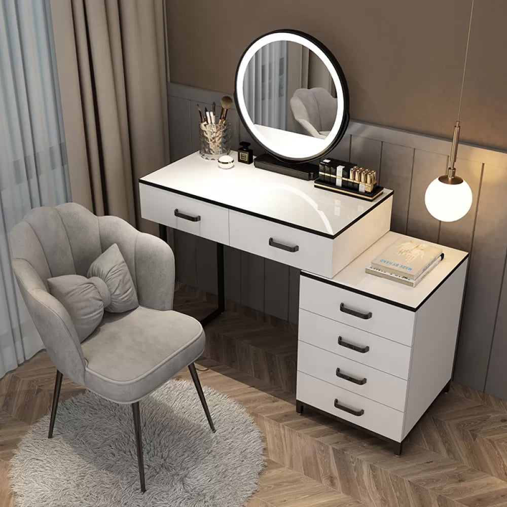 Modern Dressing Table Bedroom Stone Lighted Mirror Make-up Vanity