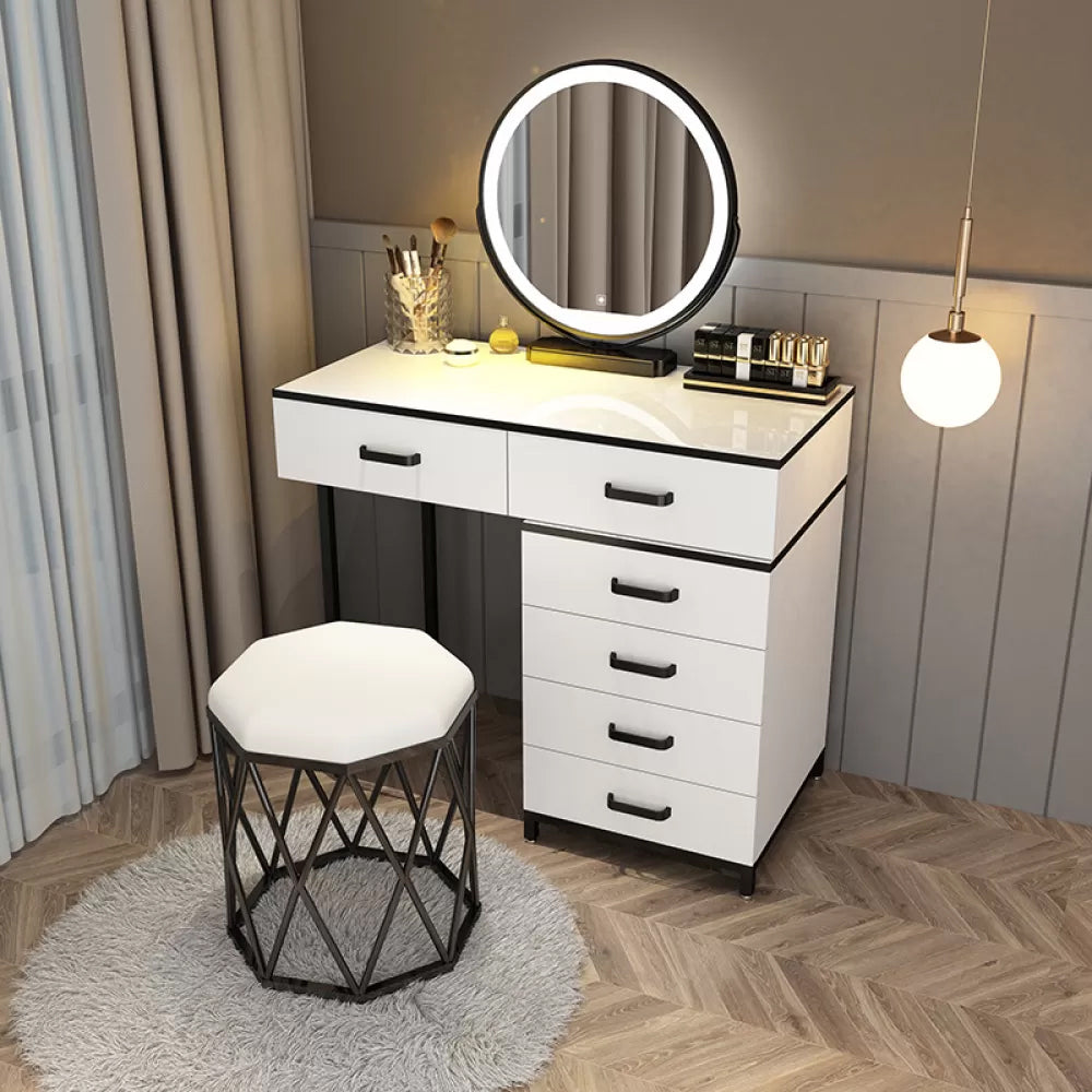 Modern Dressing Table Bedroom Stone Lighted Mirror Make-up Vanity