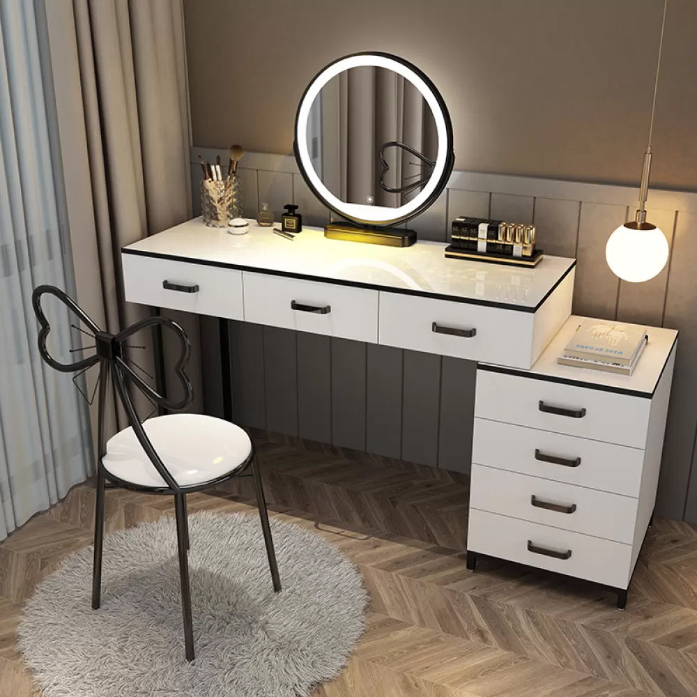 Modern Dressing Table Bedroom Stone Lighted Mirror Make-up Vanity