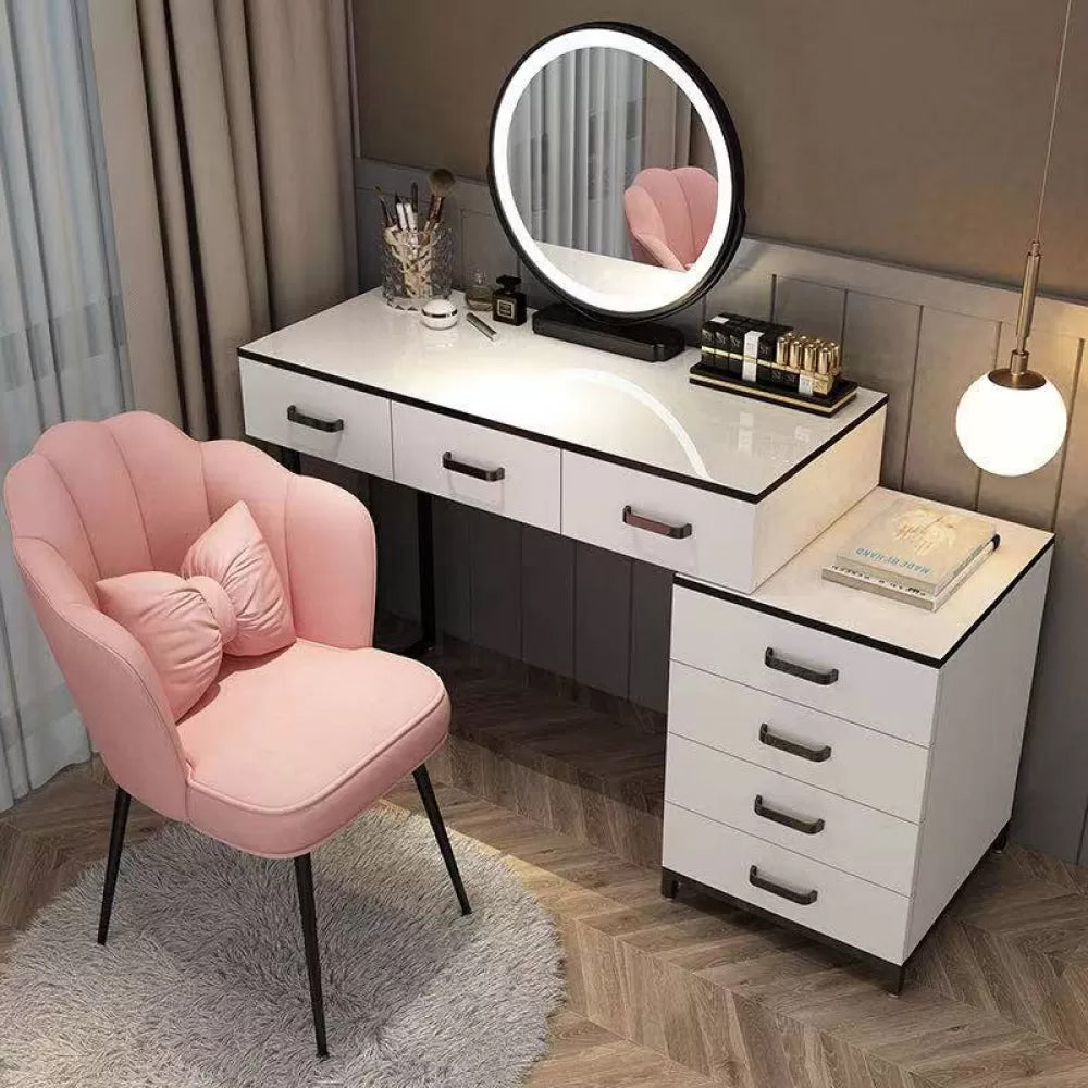 Modern Dressing Table Bedroom Stone Lighted Mirror Make-up Vanity