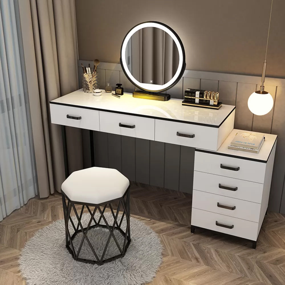 Modern Dressing Table Bedroom Stone Lighted Mirror Make-up Vanity