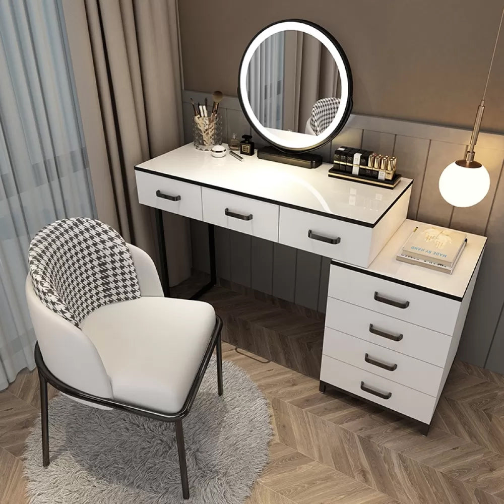 Modern Dressing Table Bedroom Stone Lighted Mirror Make-up Vanity