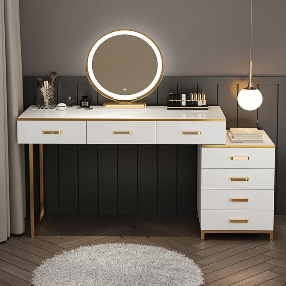Modern Dressing Table Bedroom Stone Lighted Mirror Make-up Vanity