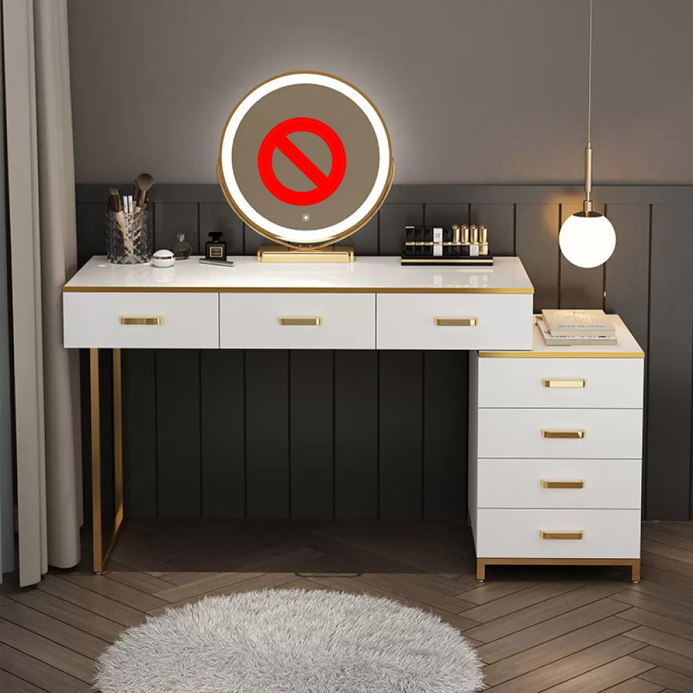 Modern Dressing Table Bedroom Stone Lighted Mirror Make-up Vanity