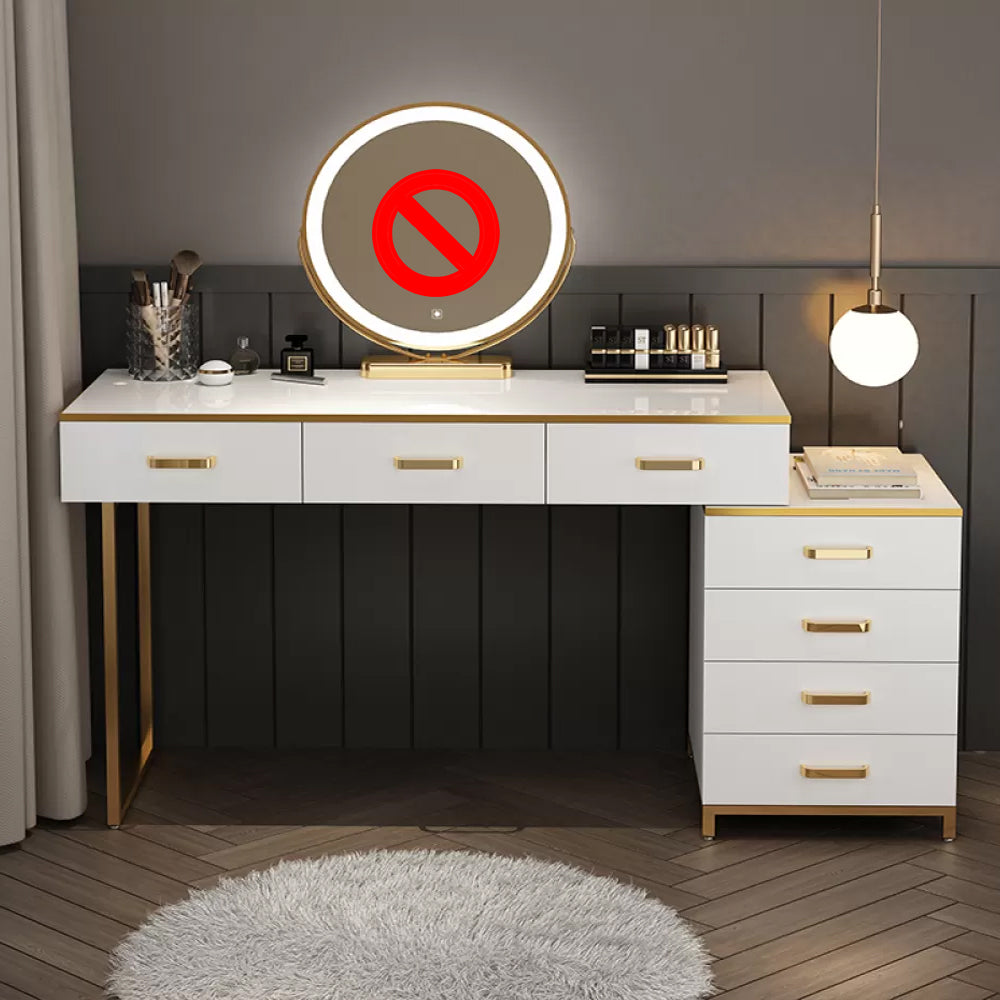 Modern Dressing Table Bedroom Stone Lighted Mirror Make-up Vanity