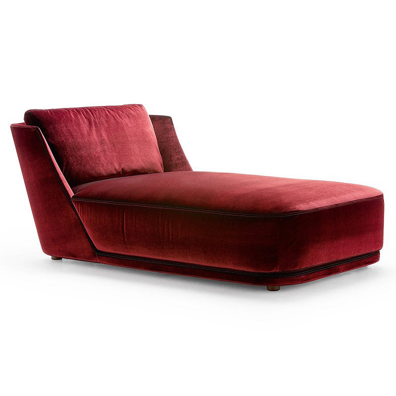 Scandinavian Upholstered Chaise Lounge Couch Armless Chaise Lounge Chair in Apple Red