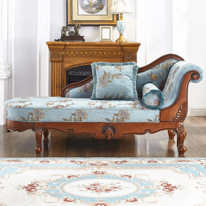French Country Upholstered Chaise Lounge Couch Rolled Arms Chaise Lounge Chair