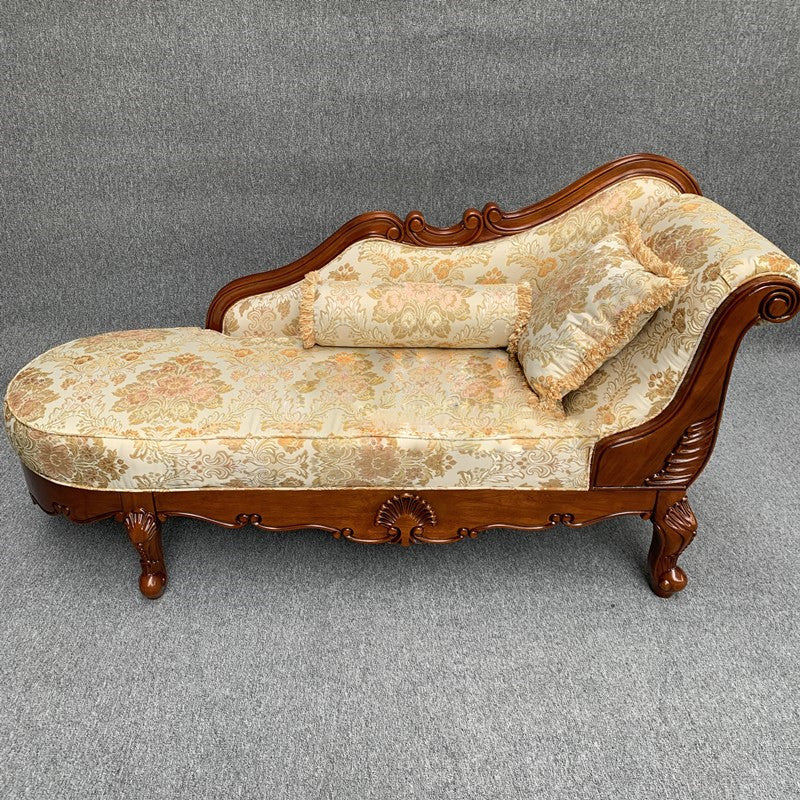 French Country Upholstered Chaise Lounge Couch Rolled Arms Chaise Lounge Chair
