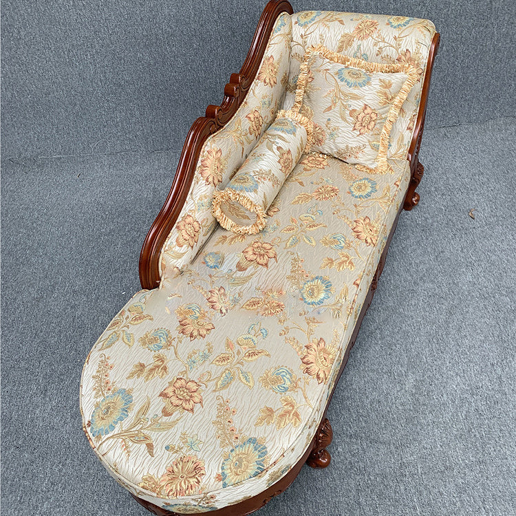 French Country Upholstered Chaise Lounge Couch Rolled Arms Chaise Lounge Chair