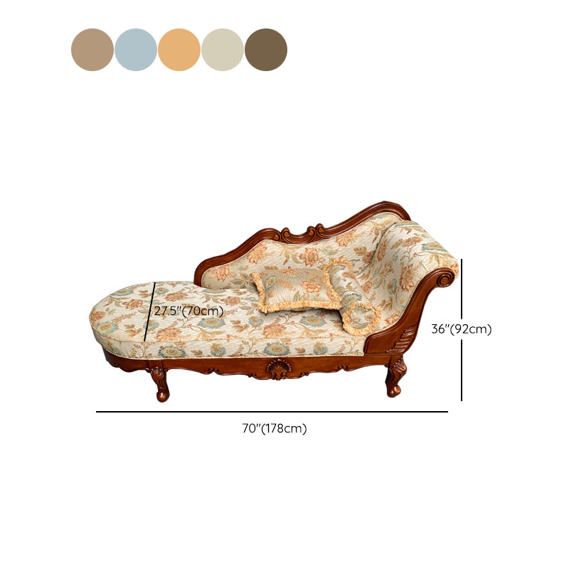 French Country Upholstered Chaise Lounge Couch Rolled Arms Chaise Lounge Chair