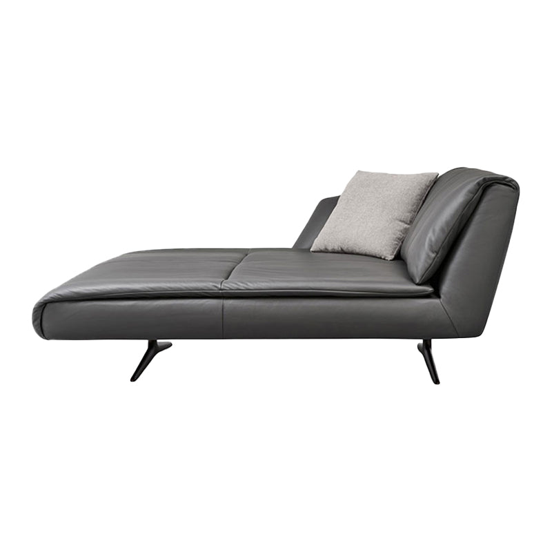 Modern Cushioned Chaise Lounge Leather Recessed Arms Chaise with Pillow