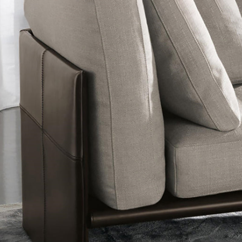 Modern Cushioned Chaise Lounge Leather Recessed Arms Chaise with Pillow