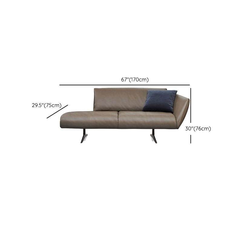 Modern Cushioned Chaise Lounge Leather Recessed Arms Chaise with Pillow
