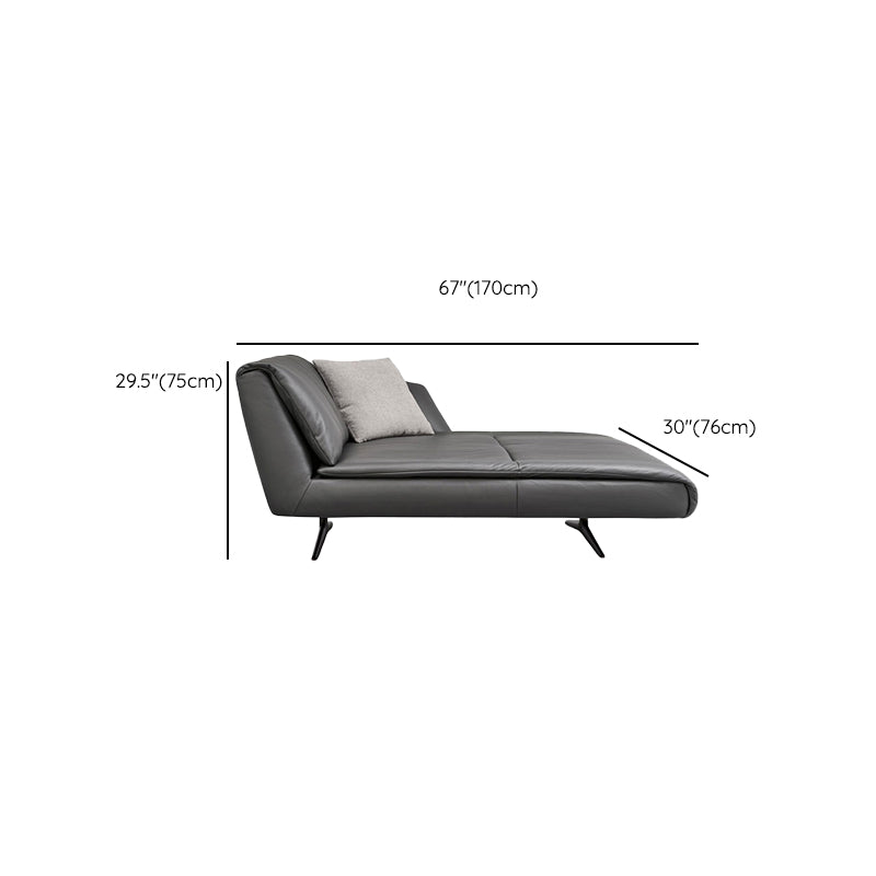 Modern Cushioned Chaise Lounge Leather Recessed Arms Chaise with Pillow