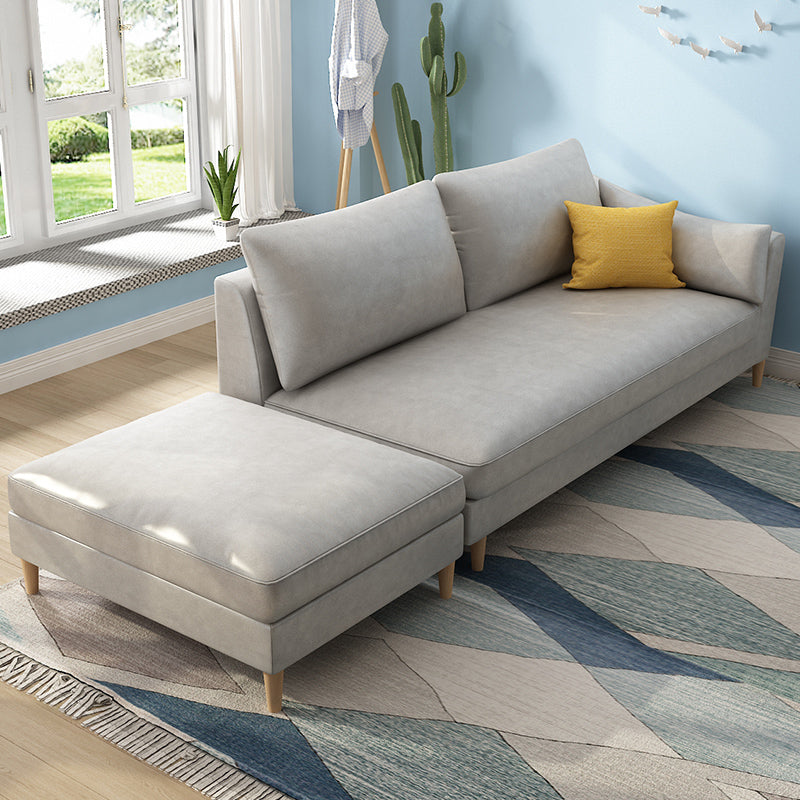 Scandinavian Upholstered Lounge Chair Square Arms Chaise for Living Room