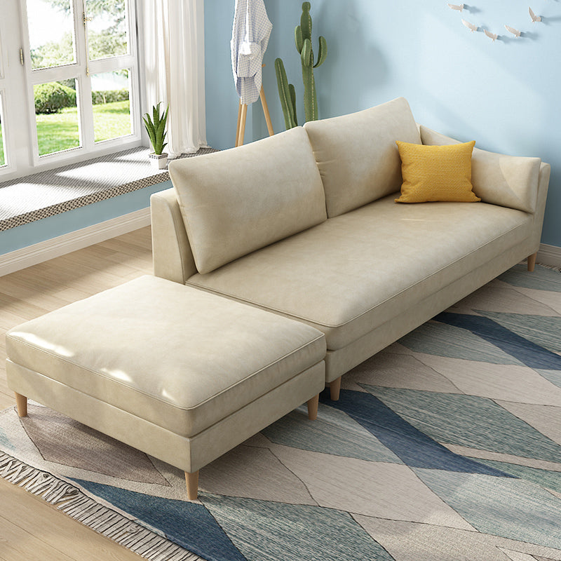 Scandinavian Upholstered Lounge Chair Square Arms Chaise for Living Room
