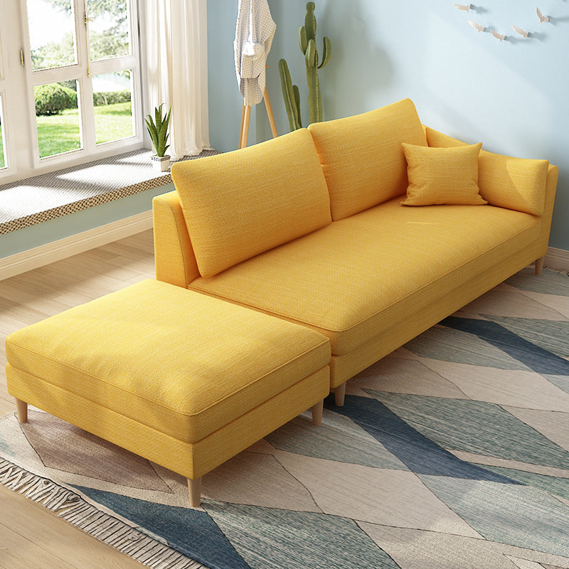 Scandinavian Upholstered Lounge Chair Square Arms Chaise for Living Room