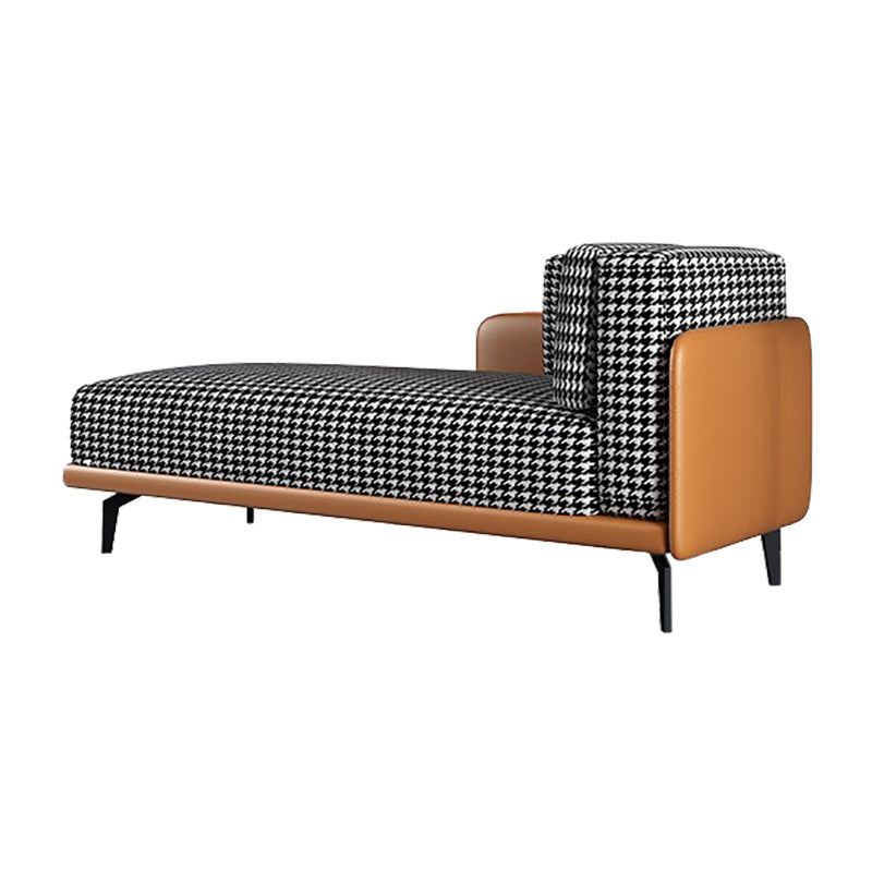 Cushioned Chaise Lounge Houndstooth Chaise Lounge Sofa with Arm