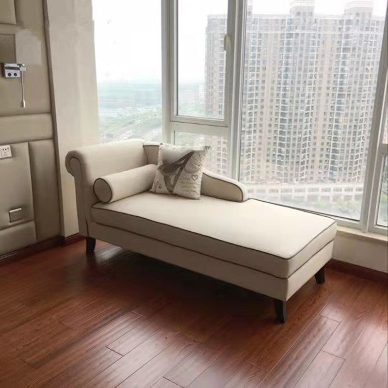 Living Room Rolled Arms Chaise Lounge Modern Chaise with Linen Upholster