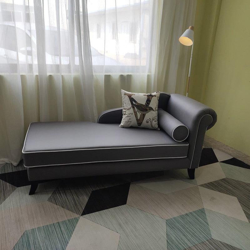 Living Room Rolled Arms Chaise Lounge Modern Chaise with Linen Upholster