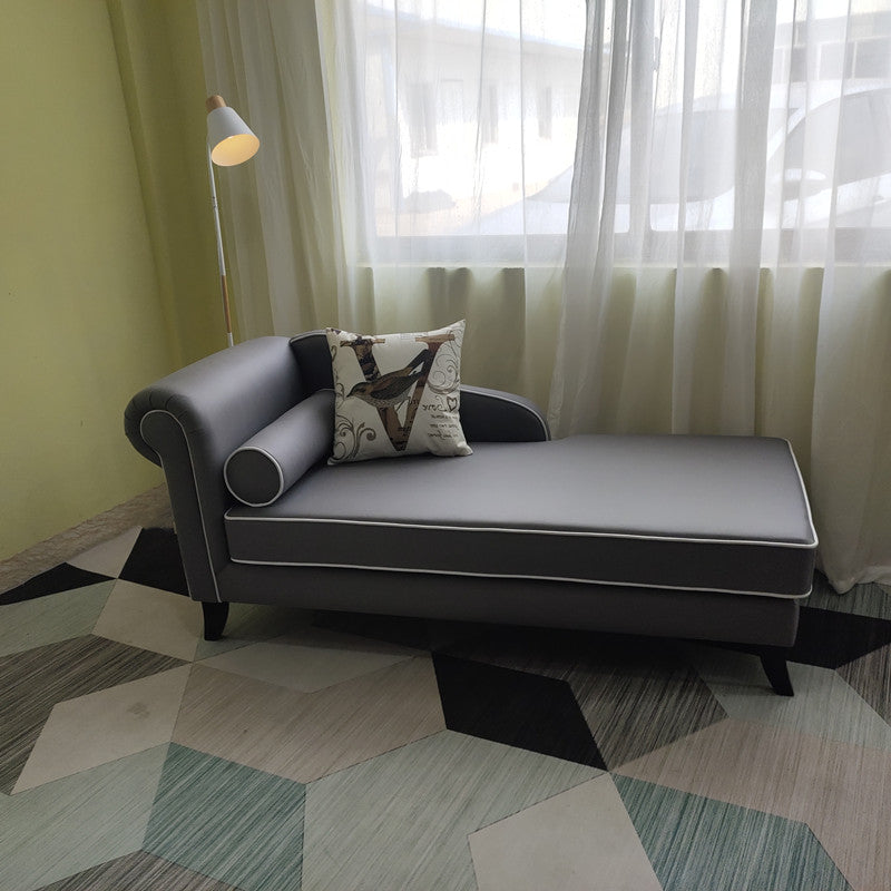 Living Room Rolled Arms Chaise Lounge Modern Chaise with Linen Upholster