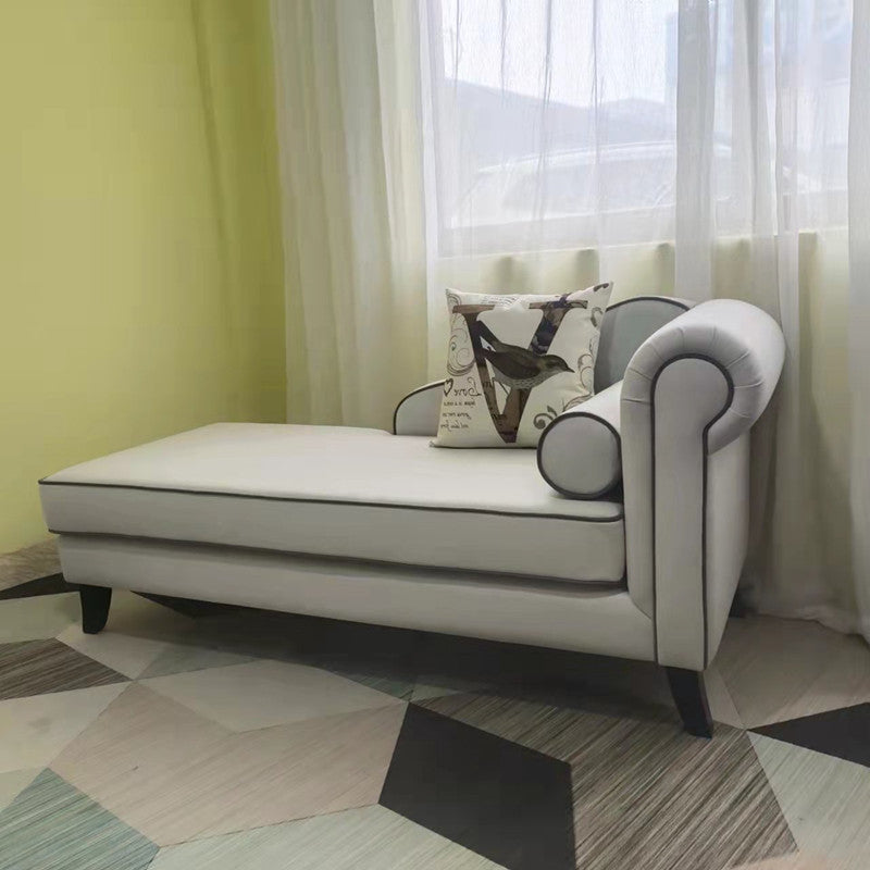 Living Room Rolled Arms Chaise Lounge Modern Chaise with Linen Upholster