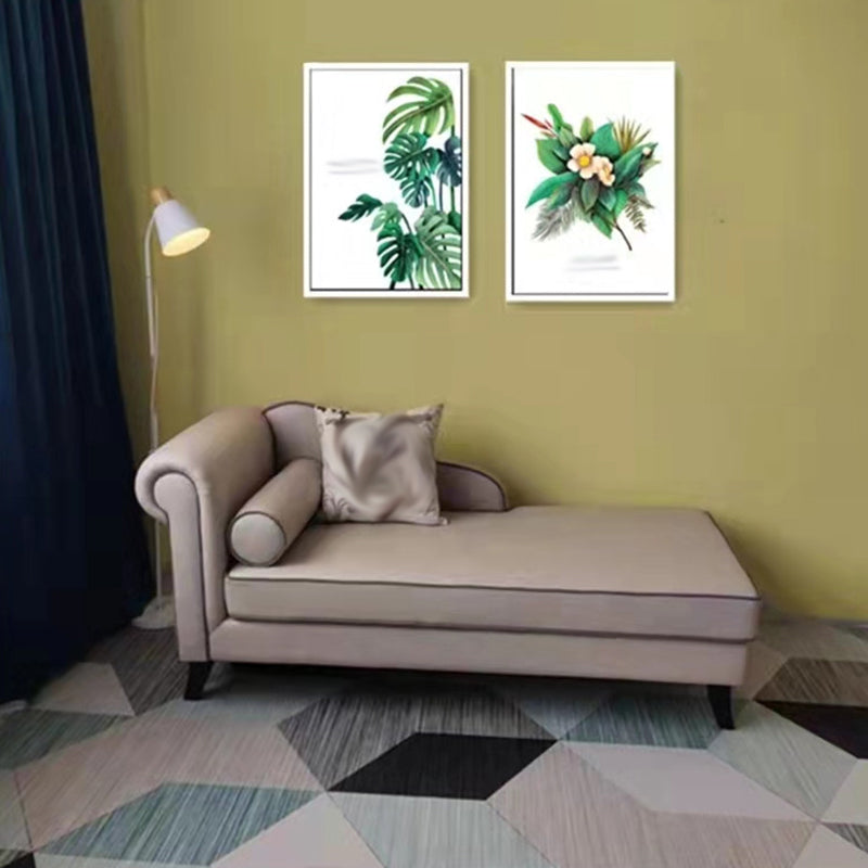 Living Room Rolled Arms Chaise Lounge Modern Chaise with Linen Upholster