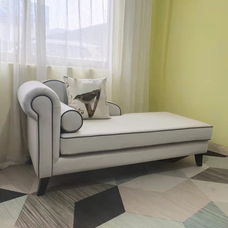 Living Room Rolled Arms Chaise Lounge Modern Chaise with Linen Upholster