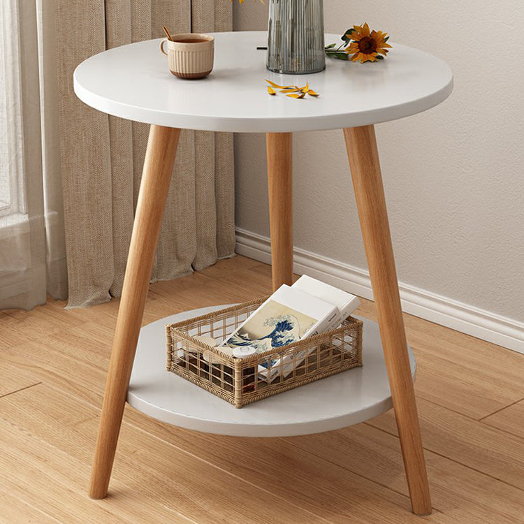 Stone 3 Legs Cocktail Table Modern Round Coffee Table with Shelf