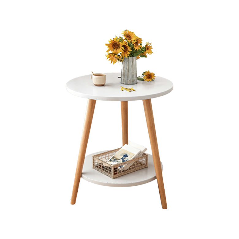Stone 3 Legs Cocktail Table Modern Round Coffee Table with Shelf