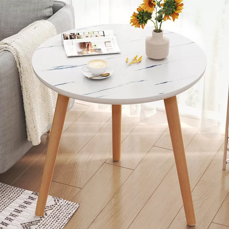 Stone 3 Legs Cocktail Table Modern Round Coffee Table with Shelf