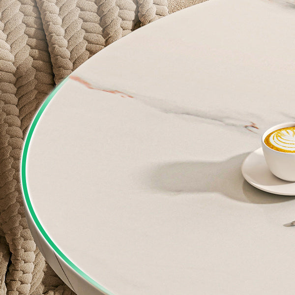 Stone 3 Legs Cocktail Table Modern Round Coffee Table with Shelf