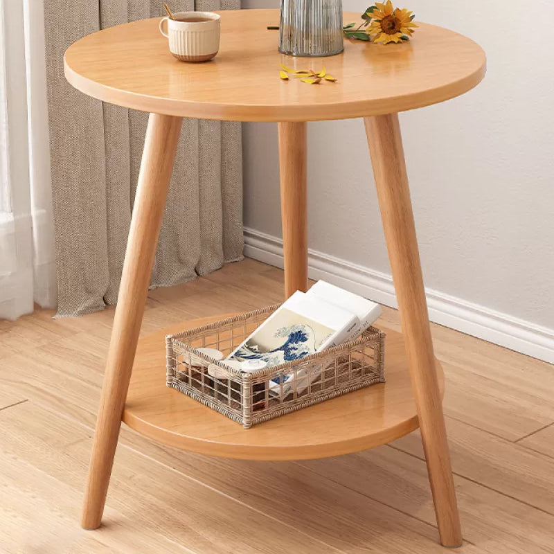 Stone 3 Legs Cocktail Table Modern Round Coffee Table with Shelf