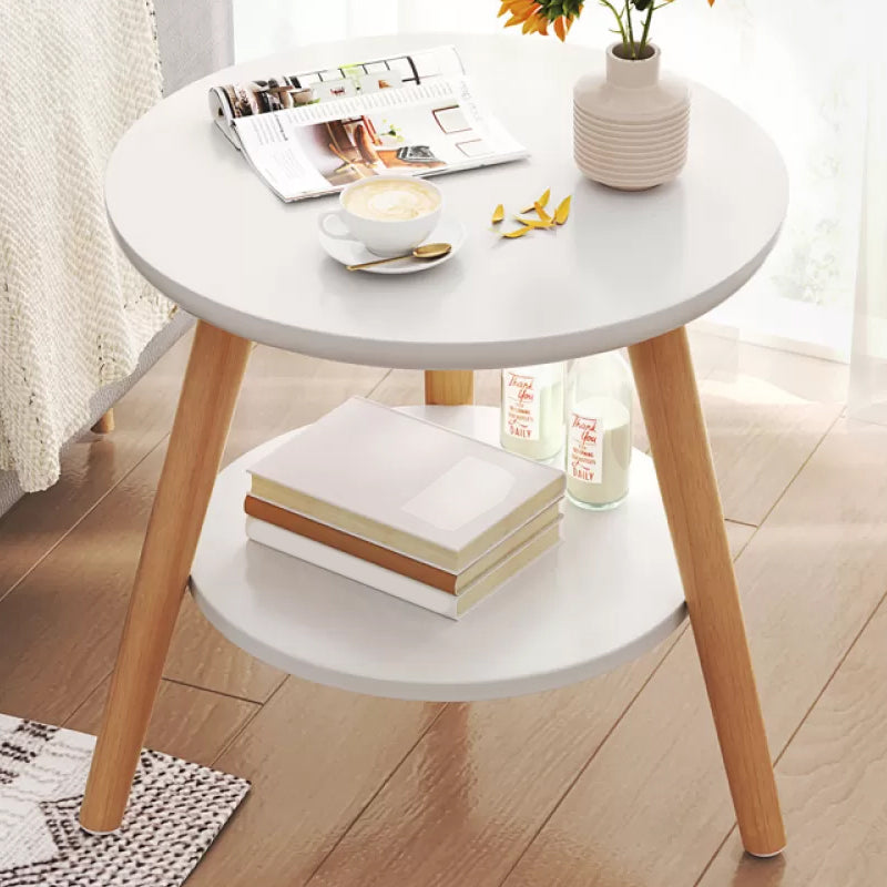 Stone 3 Legs Cocktail Table Modern Round Coffee Table with Shelf