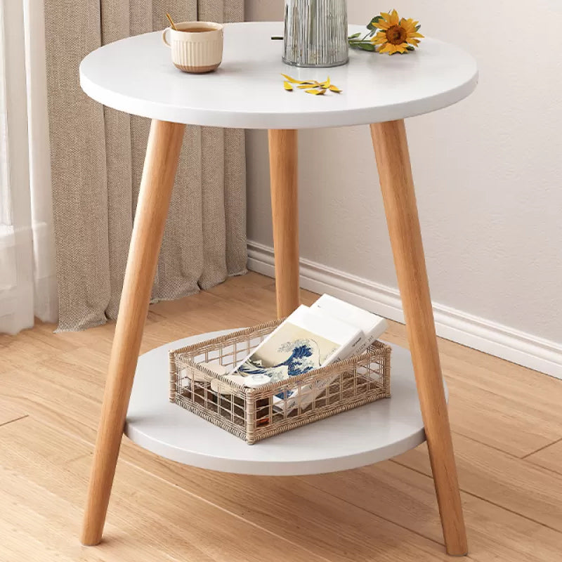 Stone 3 Legs Cocktail Table Modern Round Coffee Table with Shelf